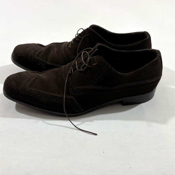 PRADA Authentic Brown Suede Derby Moro Dress Lace Shoes Wingtip Designer Sz 8 main image 5